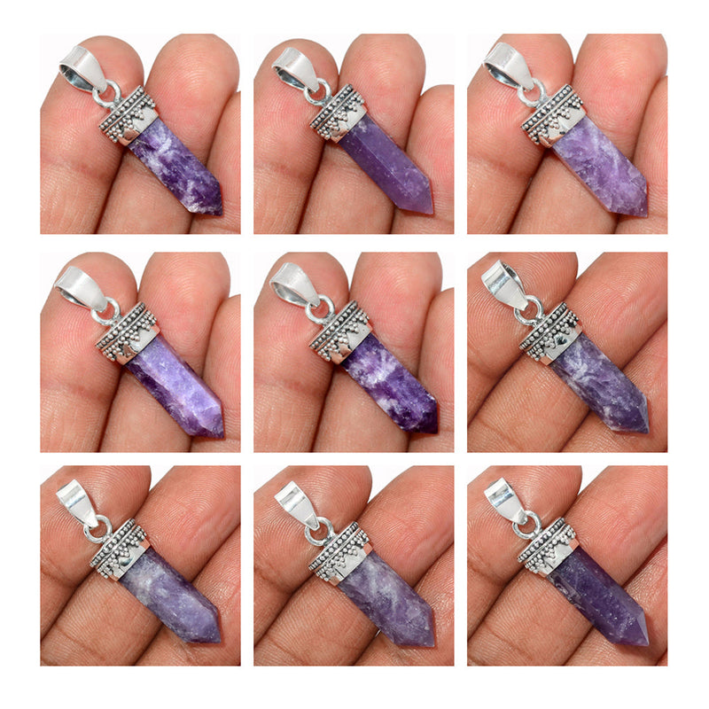 10 Pieces Mix Lot Filigree Point - Lepidolite Pendants - PLDLP1