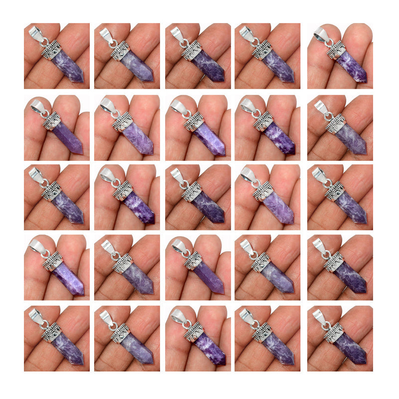 25 Pieces Mix Lot Point- Lepidolite Pendants - PLDLP2
