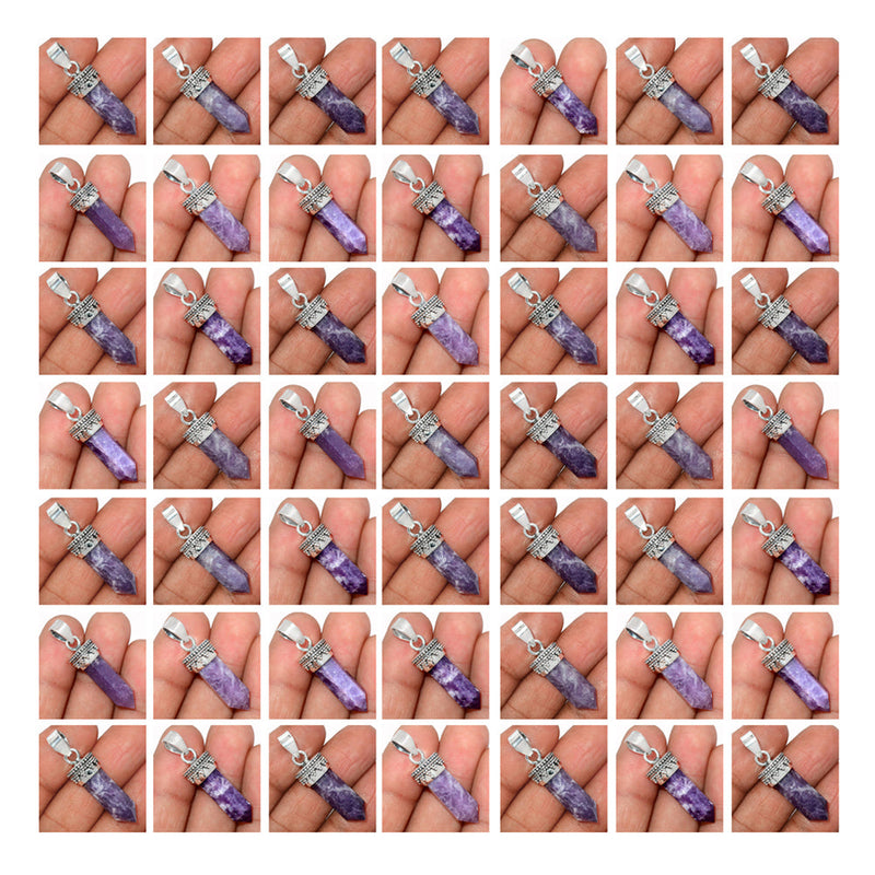 50 Pieces Mix Lot Point- Lepidolite Pendants - PLDLP3