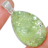 1.7" Prehnite Druzy Pendants - PNDP127