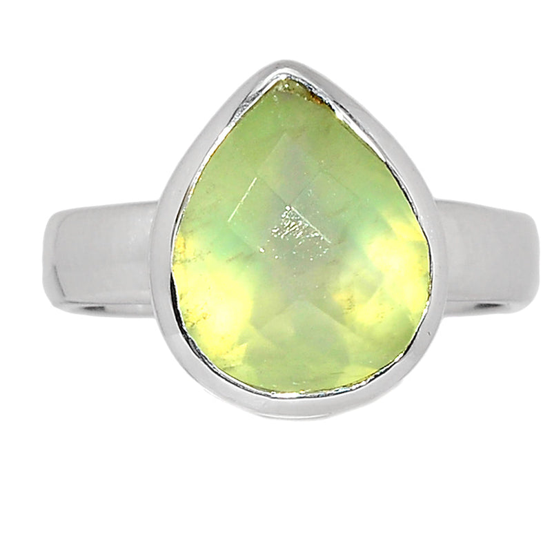 Prehnite Faceted Silver Ring - PNFR26