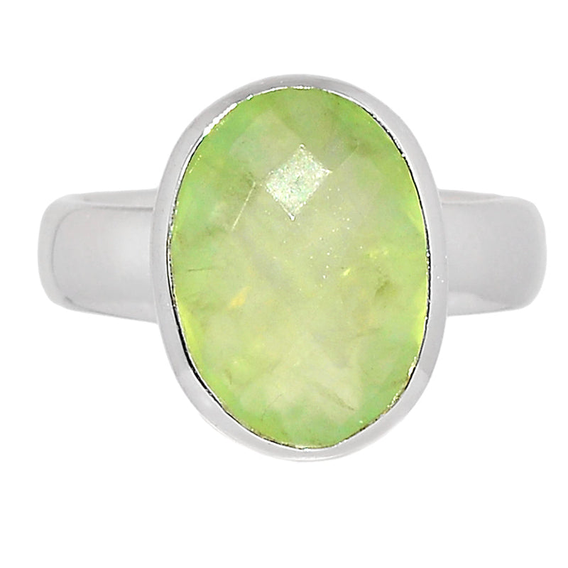 Prehnite Faceted Silver Ring - PNFR32