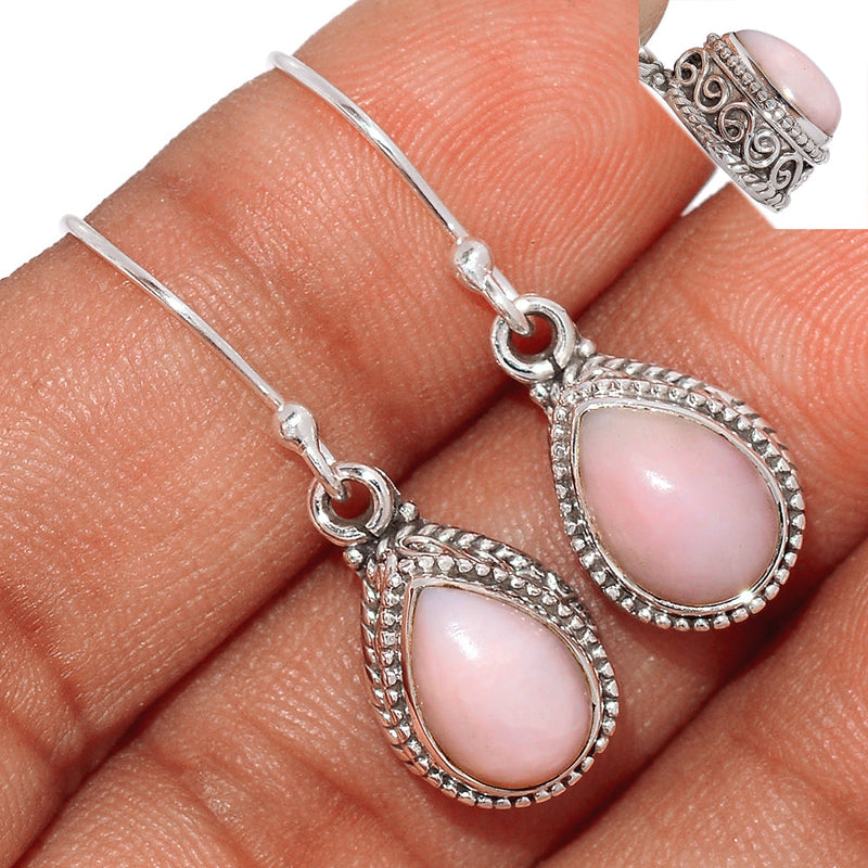 1.1" Fine Filigree - Pink Opal Earrings - PNKE355