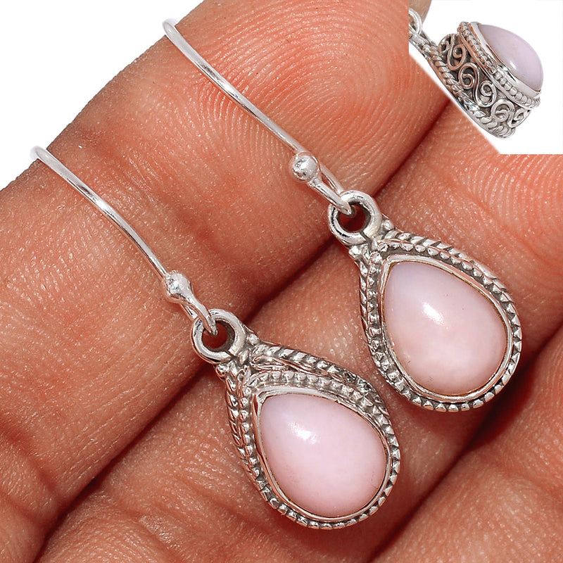 1.1" Fine Filigree - Pink Opal Earrings - PNKE362