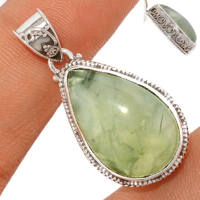 1.5" Fine Filigree - Prehnite Pendants - PNTP1028