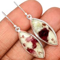 Natural Rubellite Pink Tourmaline With Quartz Cabochon Earring-PQCE44