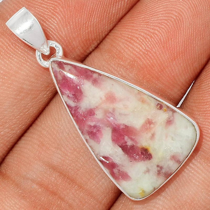 1.5" Natural Rubellite Pink Tourmaline With Quartz Cabochon Pendants - PQCP104
