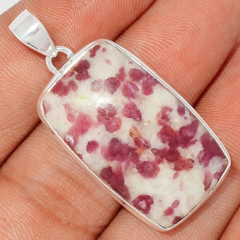 1.6" Natural Rubellite Pink Tourmaline With Quartz Cabochon Pendants - PQCP105