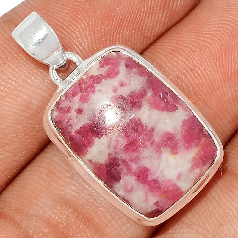 1.2" Natural Rubellite Pink Tourmaline With Quartz Cabochon Pendants - PQCP106