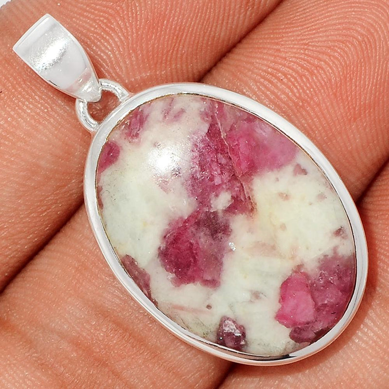 1.5" Natural Rubellite Pink Tourmaline With Quartz Cabochon Pendants - PQCP115