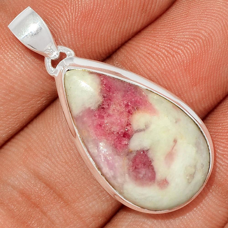 1.5" Natural Rubellite Pink Tourmaline With Quartz Cabochon Pendants - PQCP117