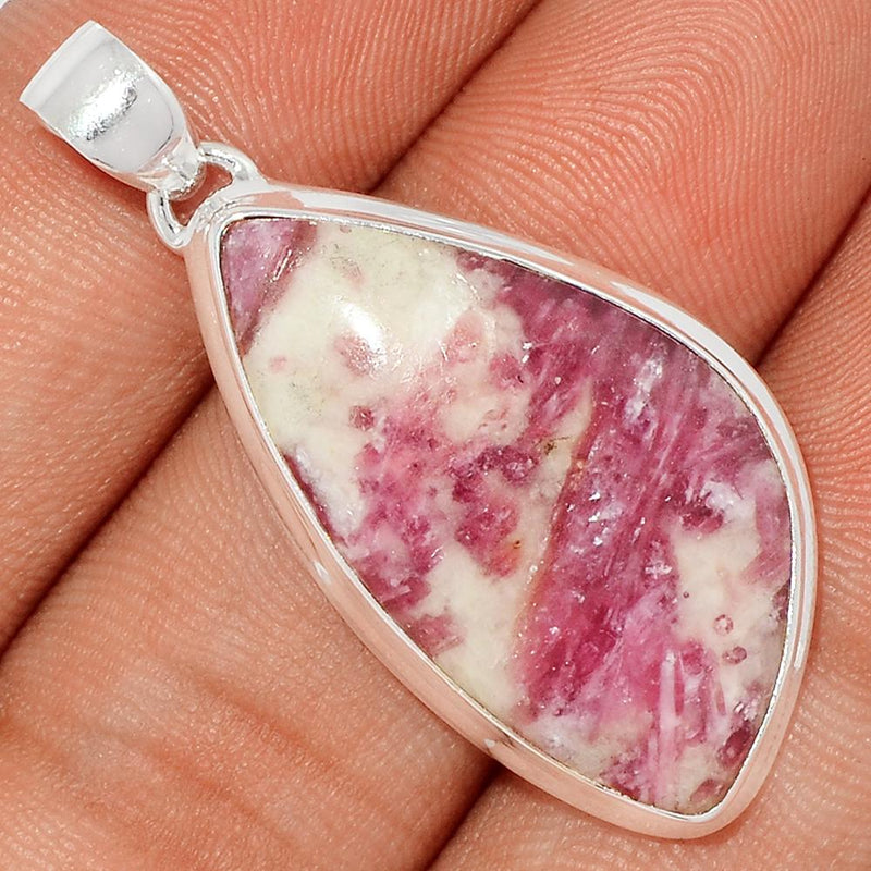 1.6" Natural Rubellite Pink Tourmaline With Quartz Cabochon Pendants - PQCP119