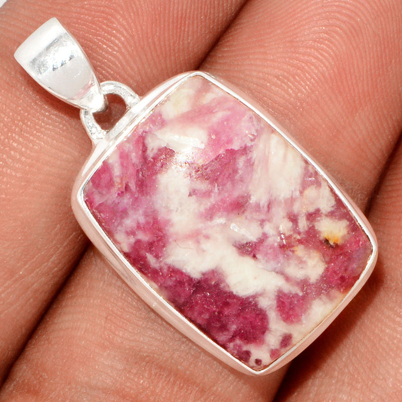 1.3" Natural Rubellite Pink Tourmaline With Quartz Cabochon Pendants - PQCP170