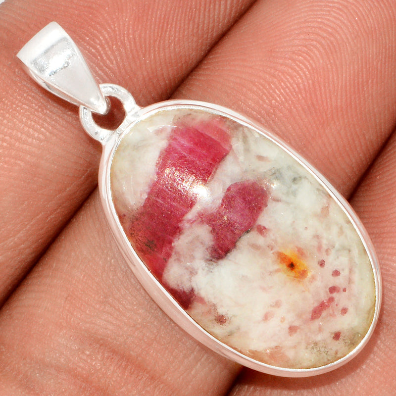 1.5" Natural Rubellite Pink Tourmaline With Quartz Cabochon Pendants - PQCP171