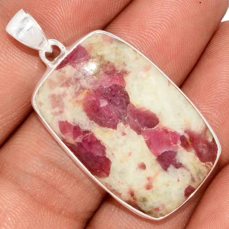 1.7" Natural Rubellite Pink Tourmaline With Quartz Cabochon Pendants - PQCP174