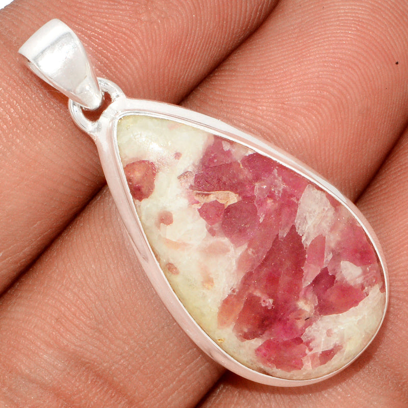 1.5" Natural Rubellite Pink Tourmaline With Quartz Cabochon Pendants - PQCP175