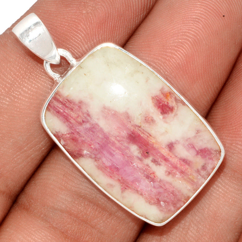 1.5" Natural Rubellite Pink Tourmaline With Quartz Cabochon Pendants - PQCP180