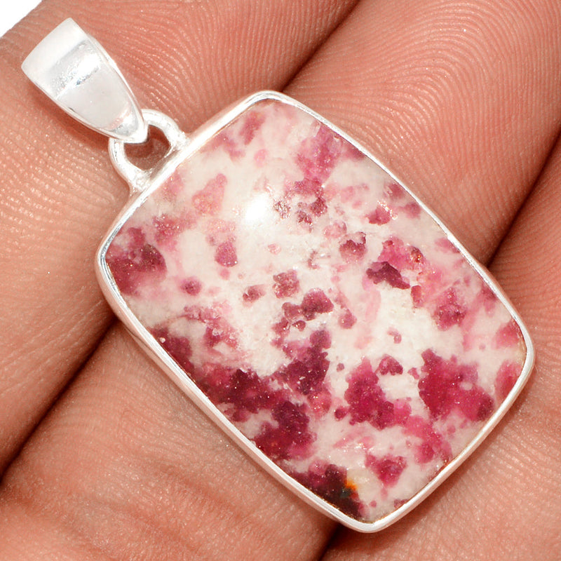 1.5" Natural Rubellite Pink Tourmaline With Quartz Cabochon Pendants - PQCP186