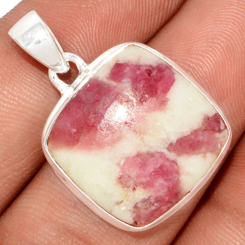 1.2" Natural Rubellite Pink Tourmaline With Quartz Cabochon Pendants - PQCP188