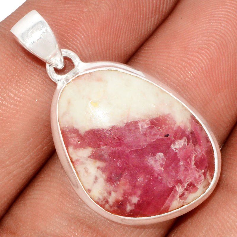 1.3" Natural Rubellite Pink Tourmaline With Quartz Cabochon Pendants - PQCP191