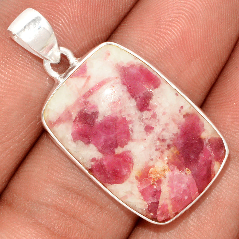 1.5" Natural Rubellite Pink Tourmaline With Quartz Cabochon Pendants - PQCP195