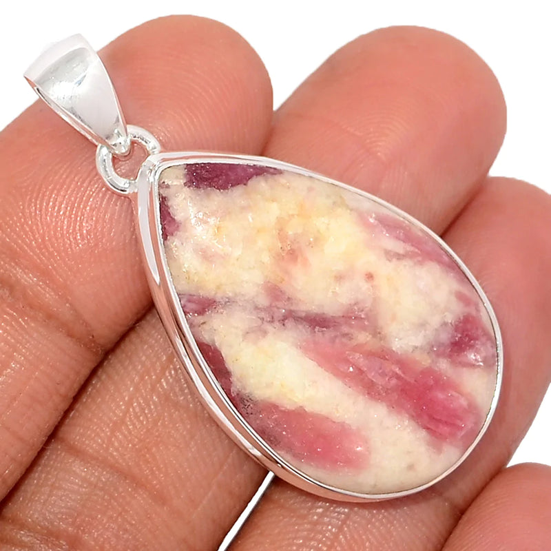 1.7" Natural Rubellite Pink Tourmaline With Quartz Cabochon Pendants - PQCP202