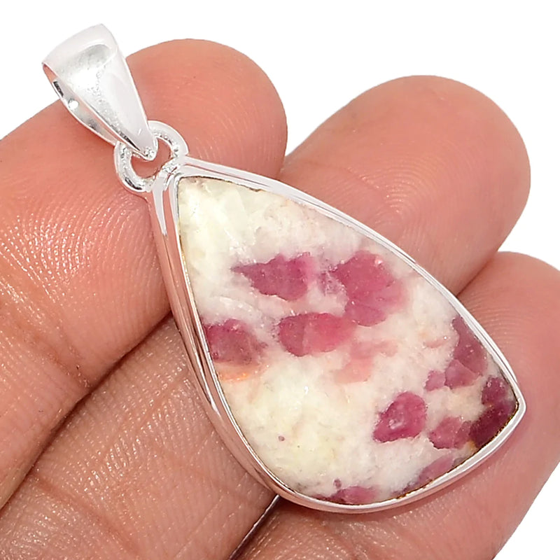 1.7" Natural Rubellite Pink Tourmaline With Quartz Cabochon Pendants - PQCP205