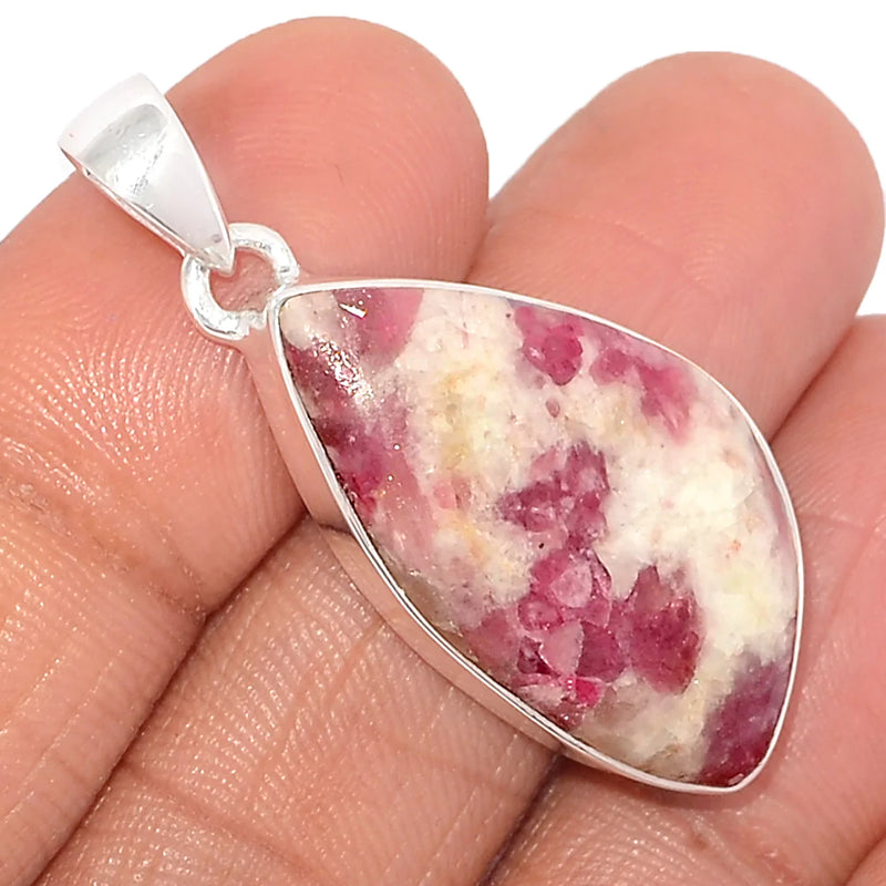 1.6" Natural Rubellite Pink Tourmaline With Quartz Cabochon Pendants - PQCP216