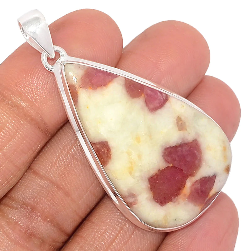 2.1" Natural Rubellite Pink Tourmaline With Quartz Cabochon Pendants - PQCP223