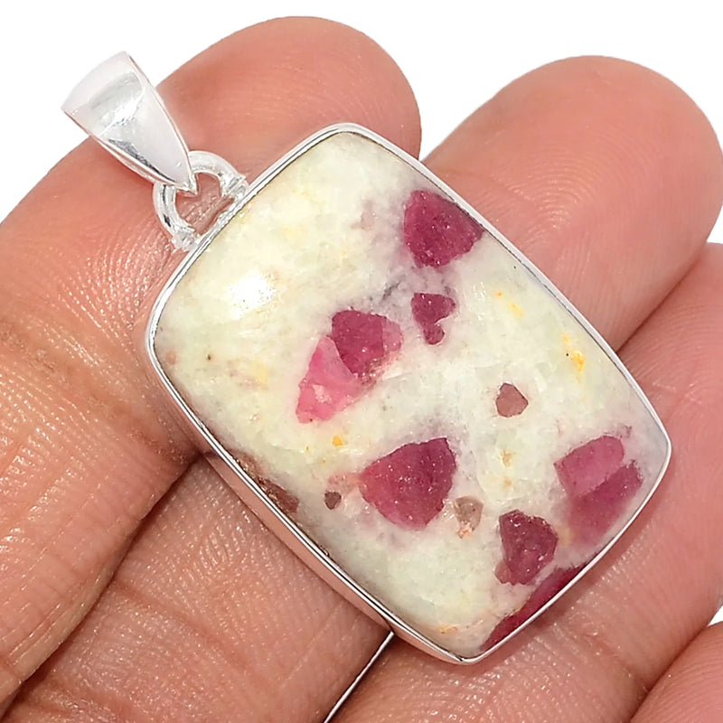 1.6" Natural Rubellite Pink Tourmaline With Quartz Cabochon Pendants - PQCP224