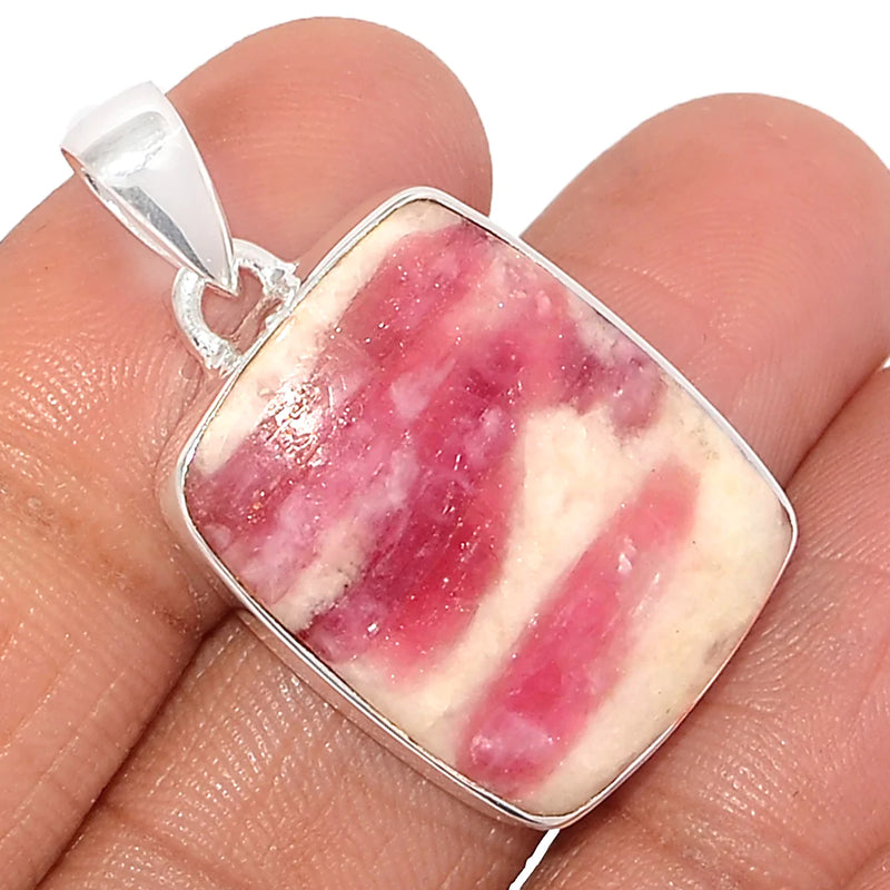 1.3" Natural Rubellite Pink Tourmaline With Quartz Cabochon Pendants - PQCP229