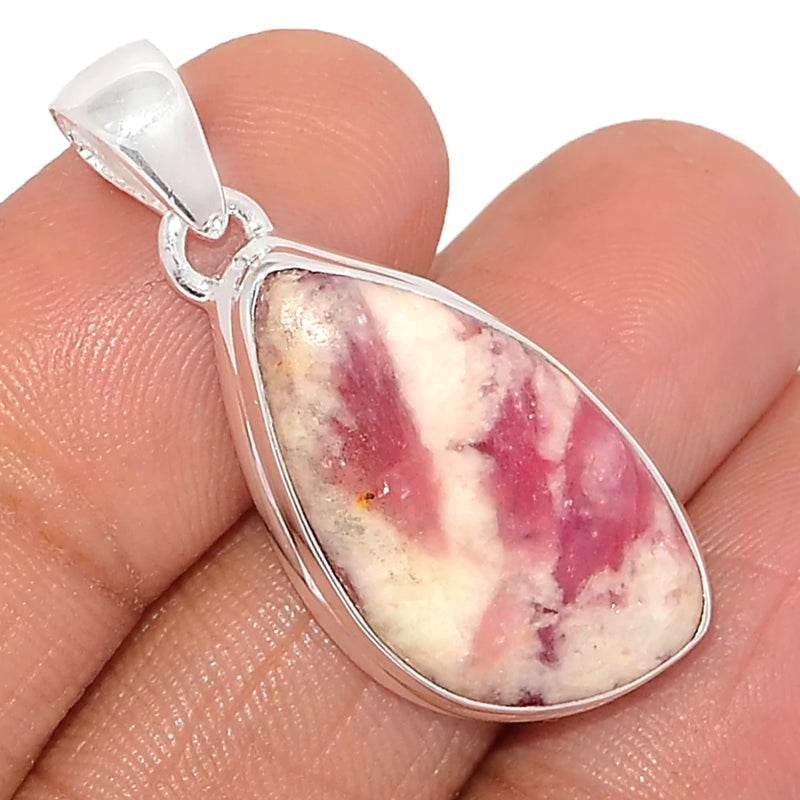 1.5" Natural Rubellite Pink Tourmaline With Quartz Cabochon Pendants - PQCP231