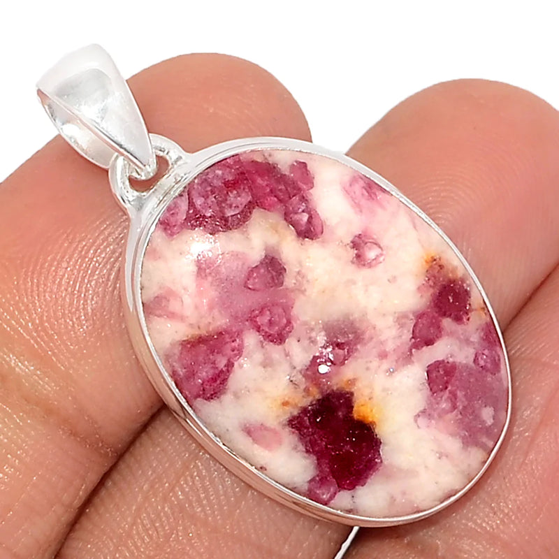 1.5" Natural Rubellite Pink Tourmaline With Quartz Cabochon Pendants - PQCP233