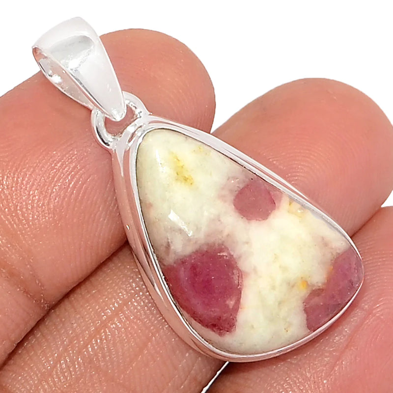 1.5" Natural Rubellite Pink Tourmaline With Quartz Cabochon Pendants - PQCP241