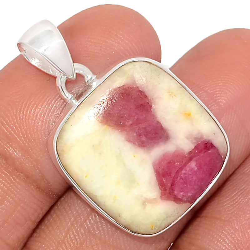 1.2" Natural Rubellite Pink Tourmaline With Quartz Cabochon Pendants - PQCP245