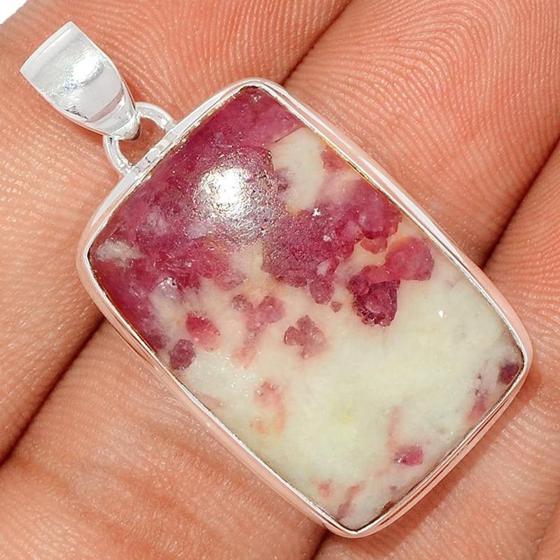 1.3" Natural Rubellite Pink Tourmaline With Quartz Cabochon Pendants - PQCP98