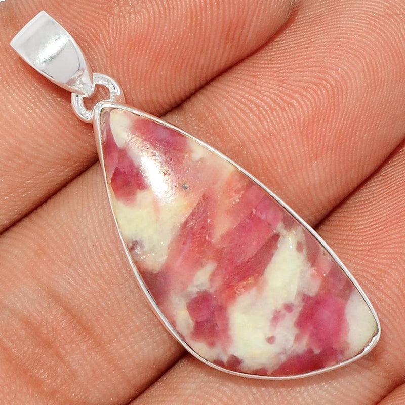 1.6" Natural Rubellite Pink Tourmaline With Quartz Cabochon Pendants - PQCP99