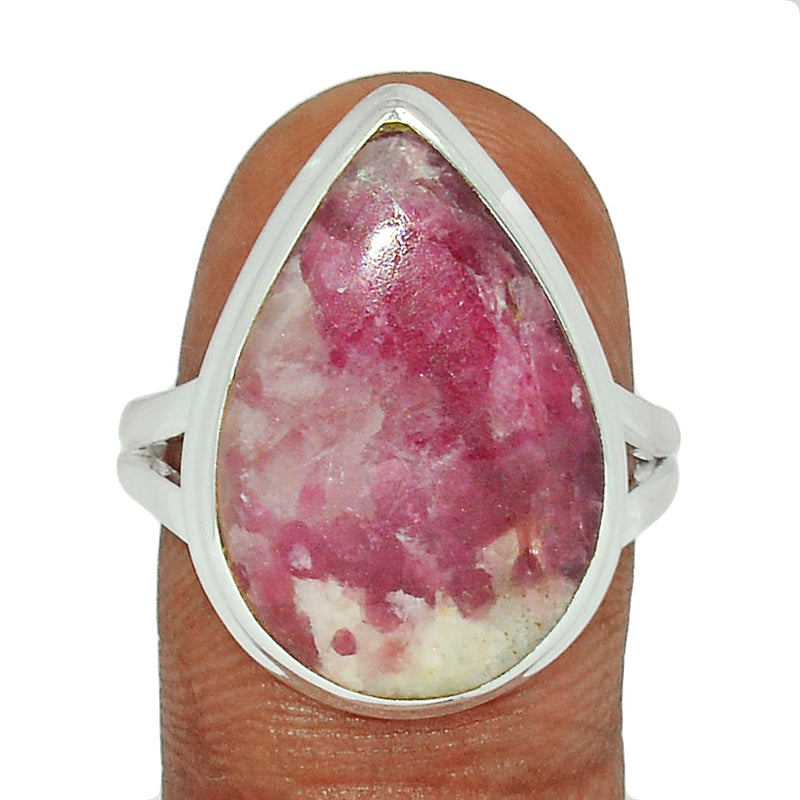 Natural Rubellite Pink Tourmaline With Quartz Cabochon Ring - PQCR271