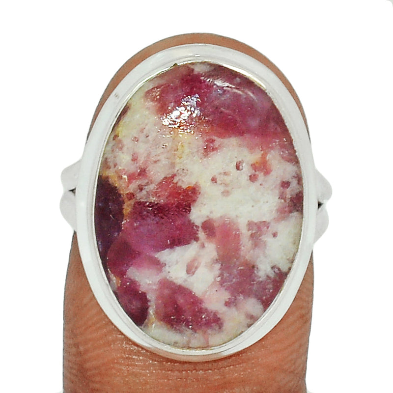 Natural Rubellite Pink Tourmaline With Quartz Cabochon Ring - PQCR274