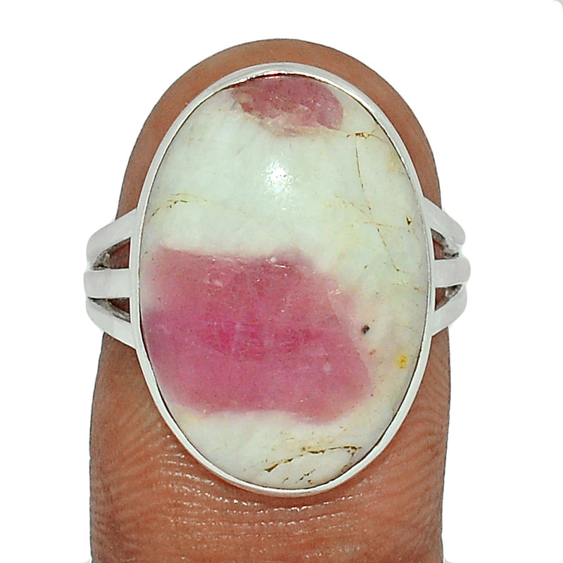 Natural Rubellite Pink Tourmaline With Quartz Cabochon Ring - PQCR279