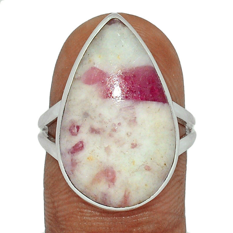 Natural Rubellite Pink Tourmaline With Quartz Cabochon Ring - PQCR281