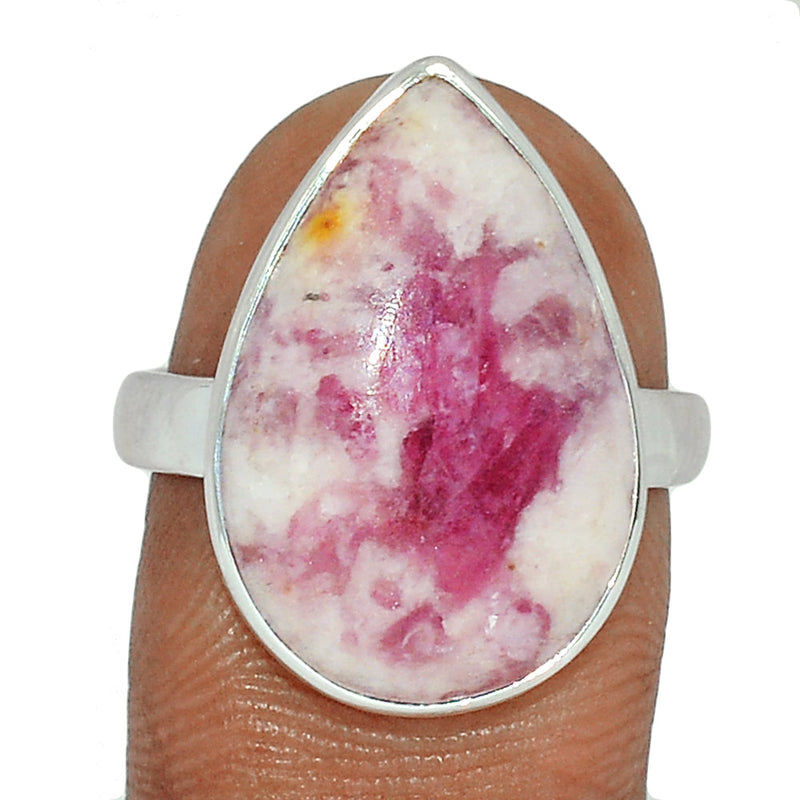 Natural Rubellite Pink Tourmaline With Quartz Cabochon Ring - PQCR283