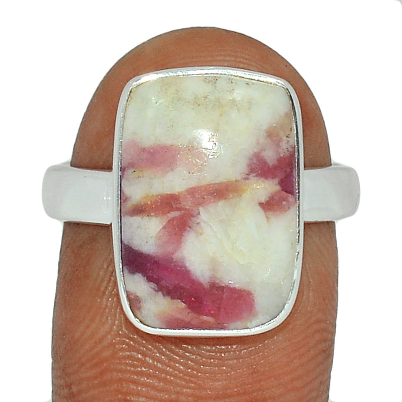 Natural Rubellite Pink Tourmaline With Quartz Cabochon Ring - PQCR284