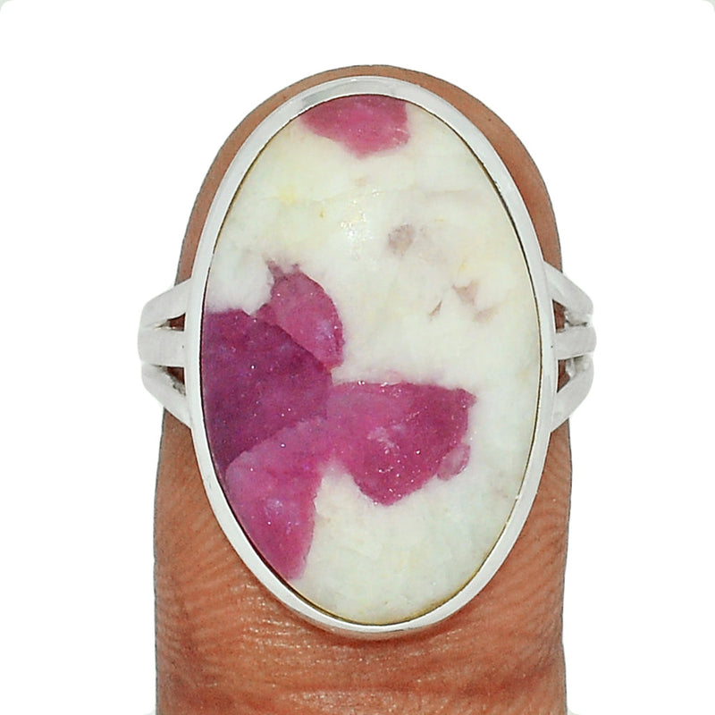 Natural Rubellite Pink Tourmaline With Quartz Cabochon Ring - PQCR285