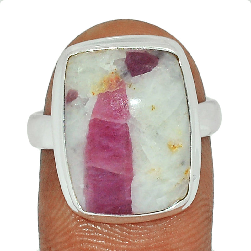 Natural Rubellite Pink Tourmaline With Quartz Cabochon Ring - PQCR286