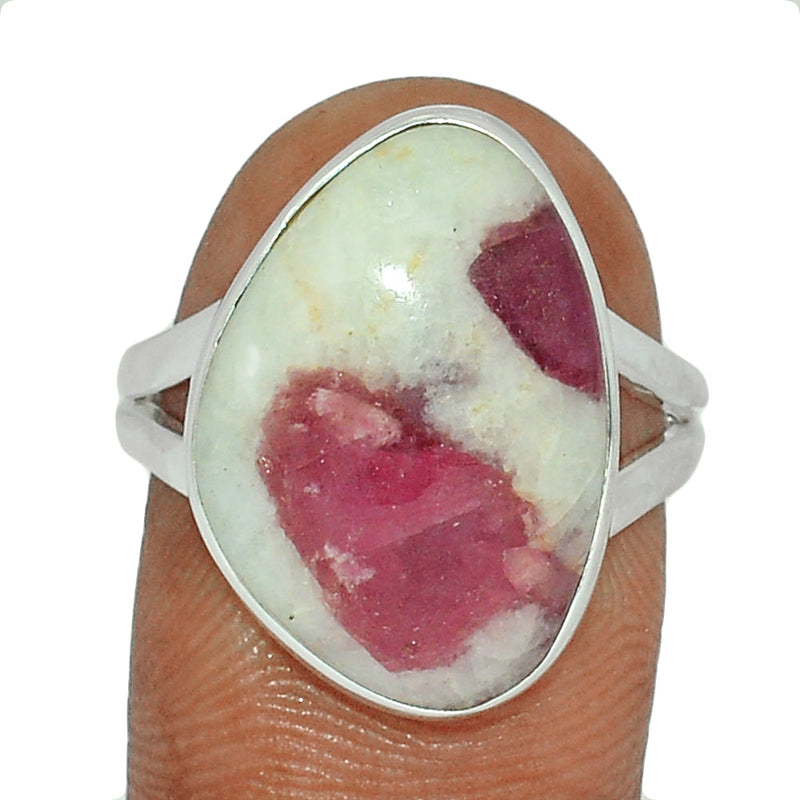 Natural Rubellite Pink Tourmaline With Quartz Cabochon Ring - PQCR290