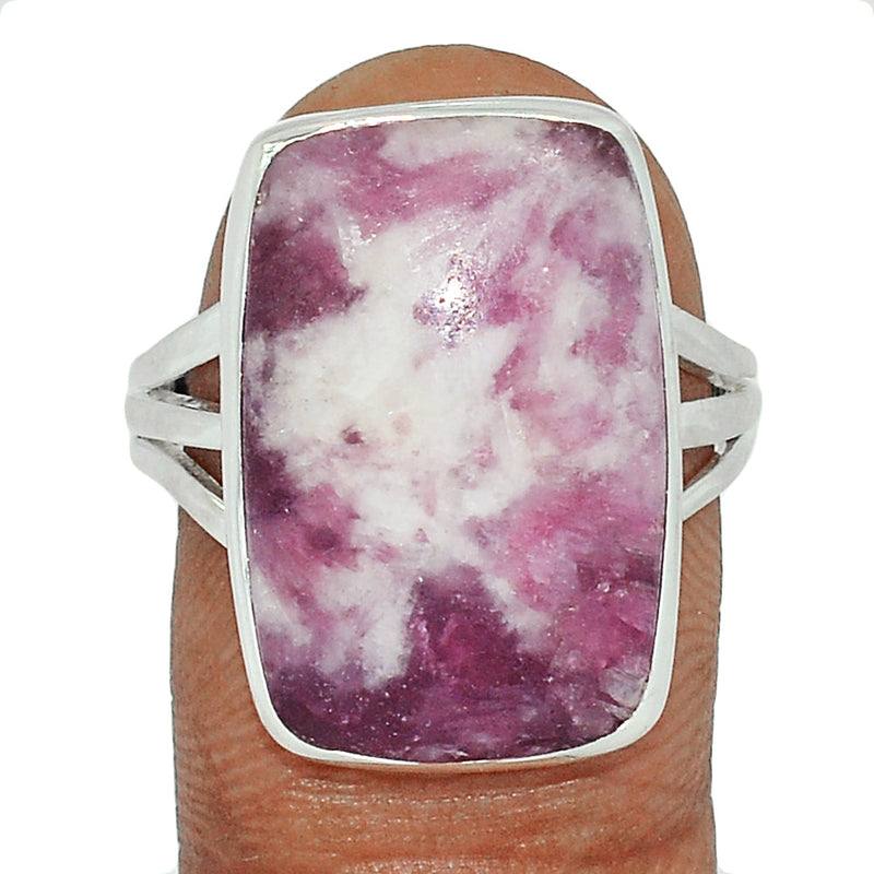 Natural Rubellite Pink Tourmaline With Quartz Cabochon Ring - PQCR291