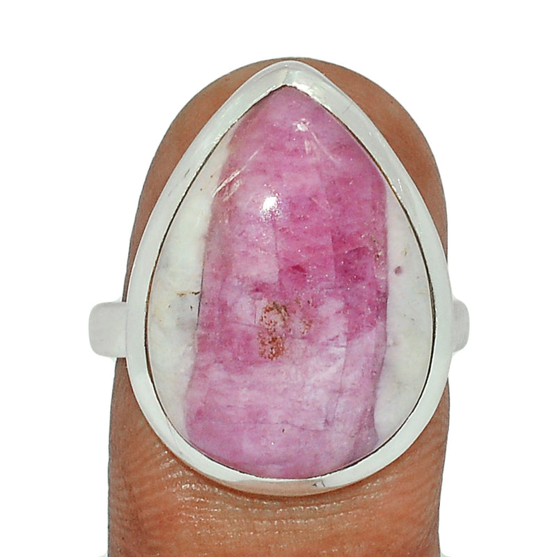 Natural Rubellite Pink Tourmaline With Quartz Cabochon Ring - PQCR292