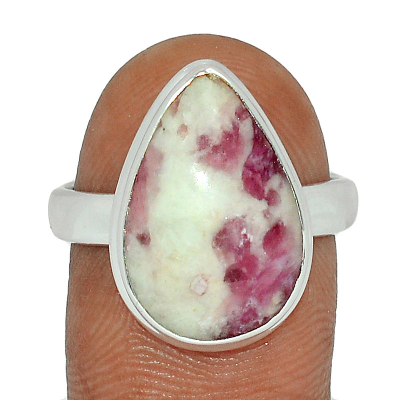 Natural Rubellite Pink Tourmaline With Quartz Cabochon Ring - PQCR293