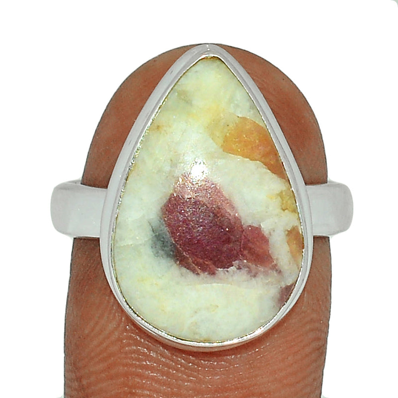 Natural Rubellite Pink Tourmaline With Quartz Cabochon Ring - PQCR294